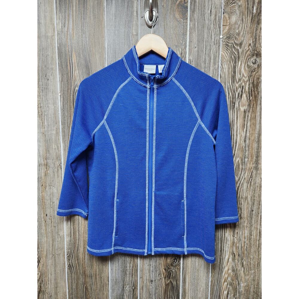 Weekends By Chicos Jacket Womens Small 0 Full Zip Athleisure Travel 3/4 Sleeve